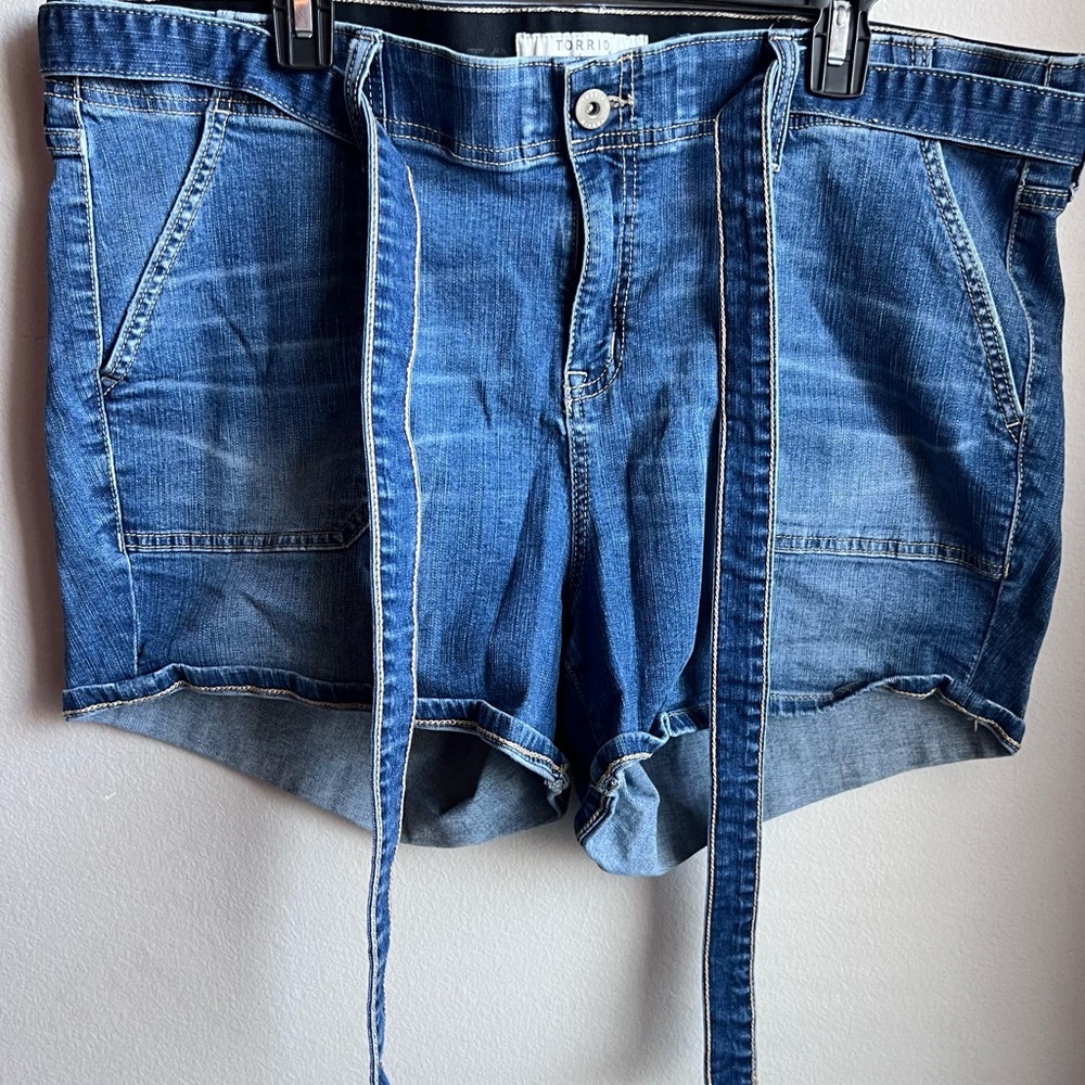 Torrid Tie-Front Mid-Rise Jean Short